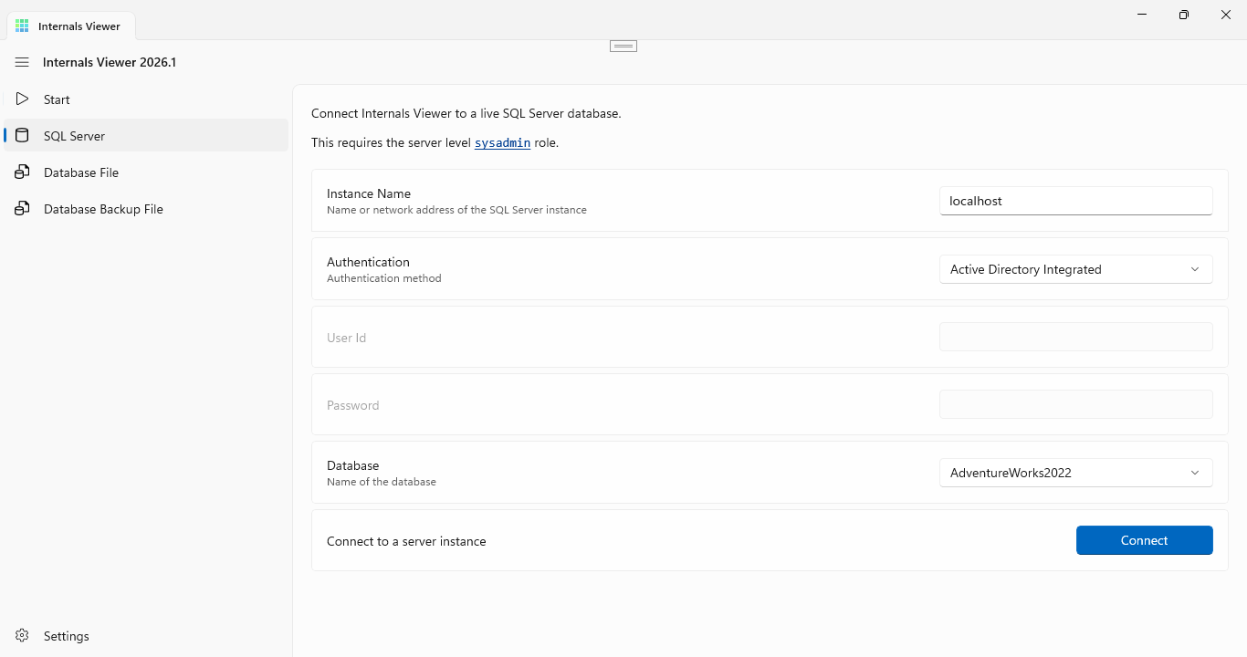 Connect to SQL Server