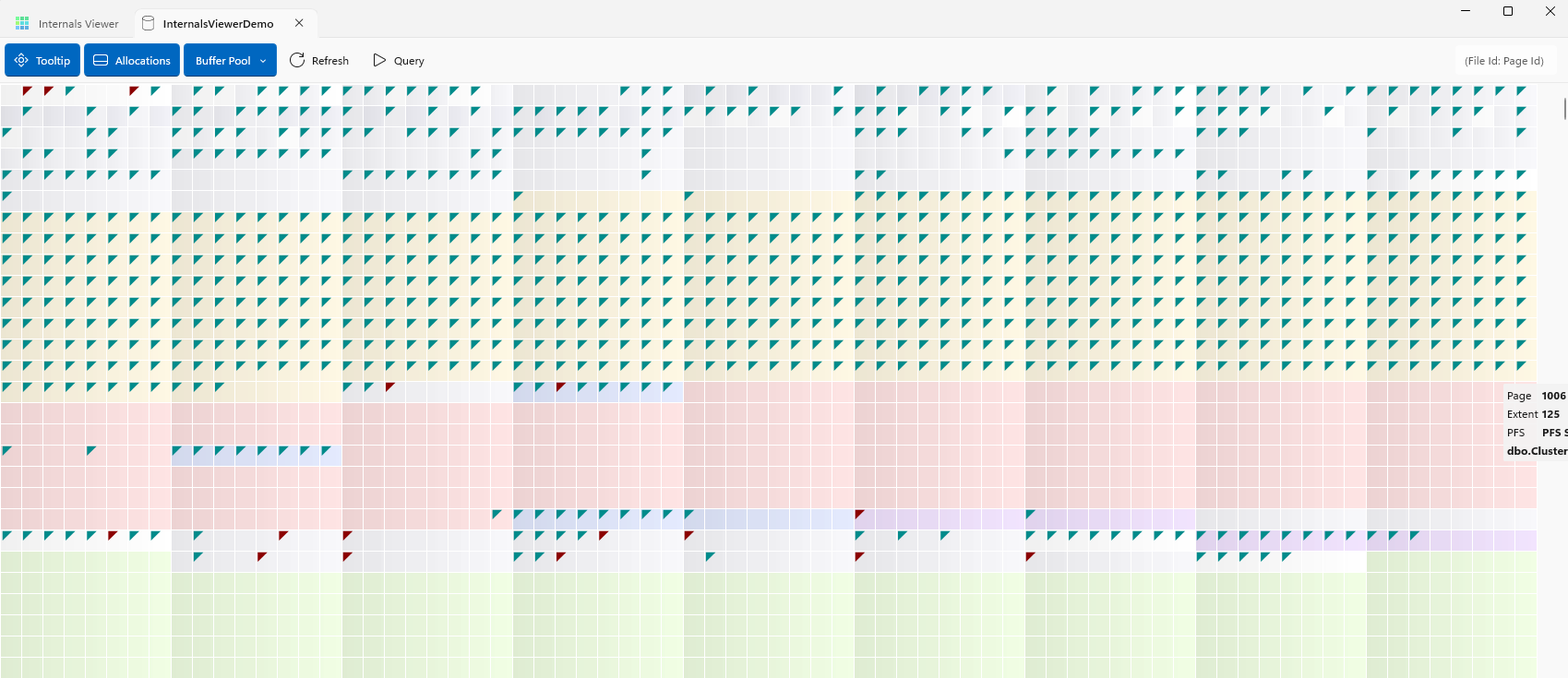 Allocation map with Buffer Pool overlay