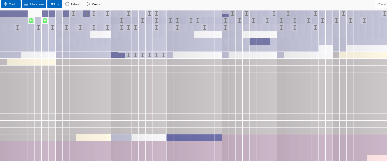 Allocation map with PFS overlay
