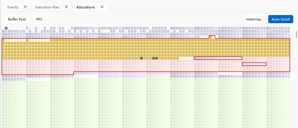 Allocations pane during query replay